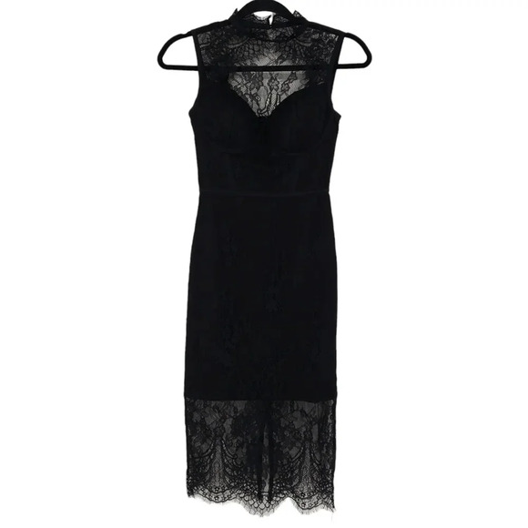 Lulus Contour de Force Bodycon Dress Black Sexy Lace Sleeveless Bustier - Picture 1 of 12
